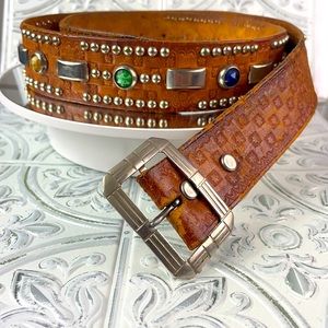 Western Leather with Silver Rivets and Gemstones